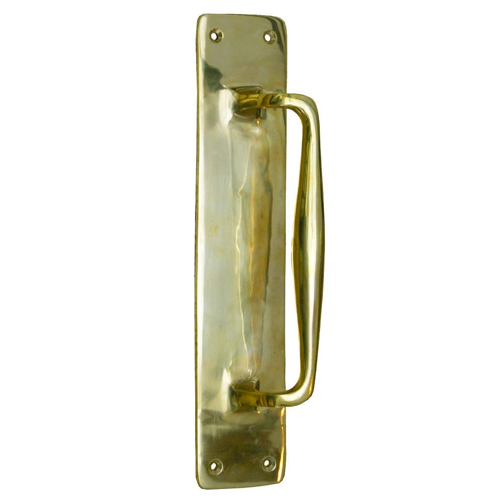 Vintage Pub Door Pull Handle Integral Plate Solid Brass Pull Handle 12" / 300mm