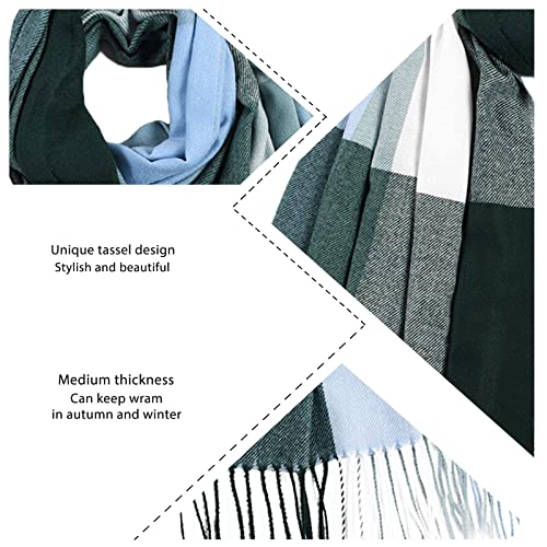 Oversized Mens Scarf Imitation Plaid Scarf Thick Warmth Tassel Color Matching Female Shawl Mens Fleece Scarf #TOP2
