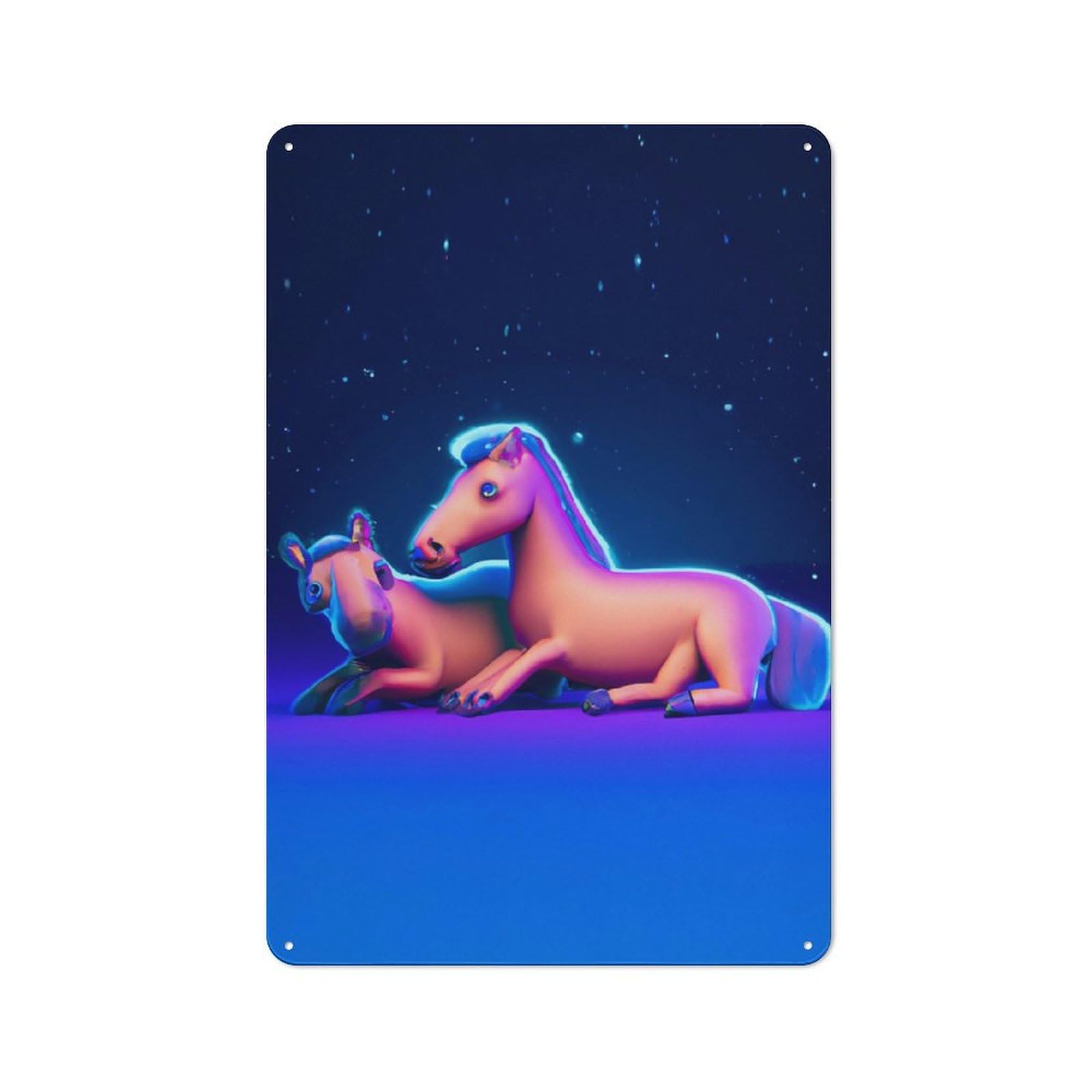 Junmoney Romantic Ponies Tin Wall Plaque 30X20cm With For Bar Or Restaurant, Suited To Bar Decor Enthusiasts