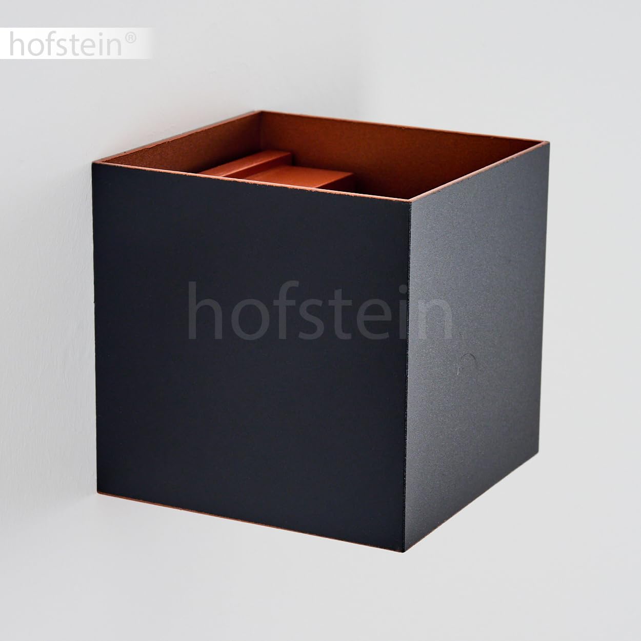 HOFSTEIN LED Außenwandleuchte Tamarin, moderne Wandlampe aus Metall in Schwarz/Kupferfarben, Wandleuchte außen mit verstellbarem Up&Down Lichteffekt für Terrasse/Haustür/Hof, 6 W, 350 L, 3000 K, IP54