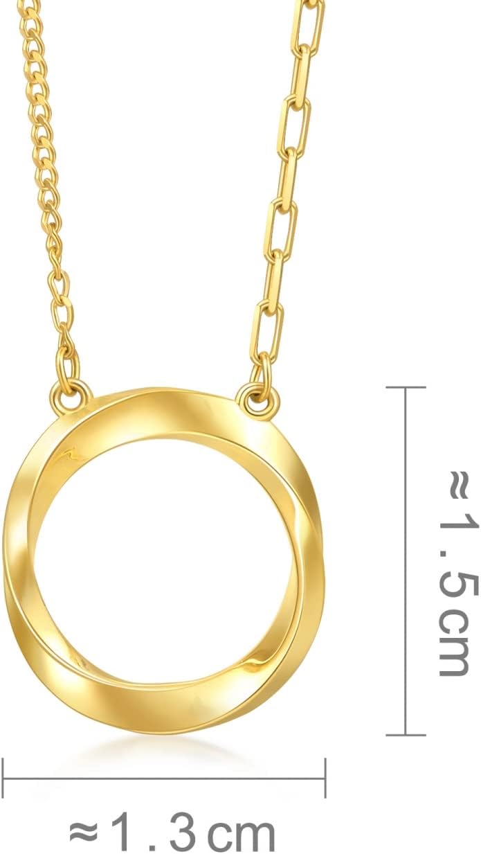 CHOW SANG SANG Essence 999 24K Gold Price-by-Weight 4.86g Gold Mobius Strips, Endless love hoop Necklace for Women 93863N | 18.5 Inches, (47 CM)