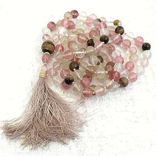Collier Cristal Rose Naturel pour Yoga et Style Quotidien 108 Perles de Poignet #6242