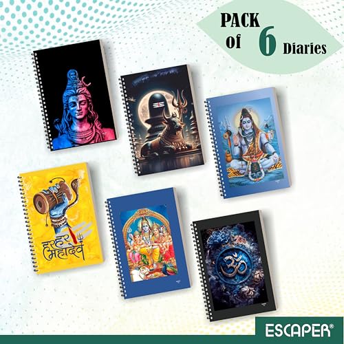 Image of ESCAPER Shiv Ji Diary Student Notebooks, A5 Size, 160 Ruled Notebook Designer Office Diary For Executive, Gift, Note Taking, Notepad For Writing (1, Jumbo)