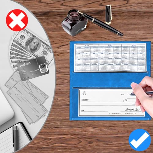 Image of CASMONAL Checkbook Cover for Women & Men, PU Leather Wallet RFID Blocking