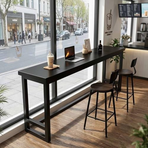 Mesa alta de estrecha con marco de metal 100cm para comedor y pub 2