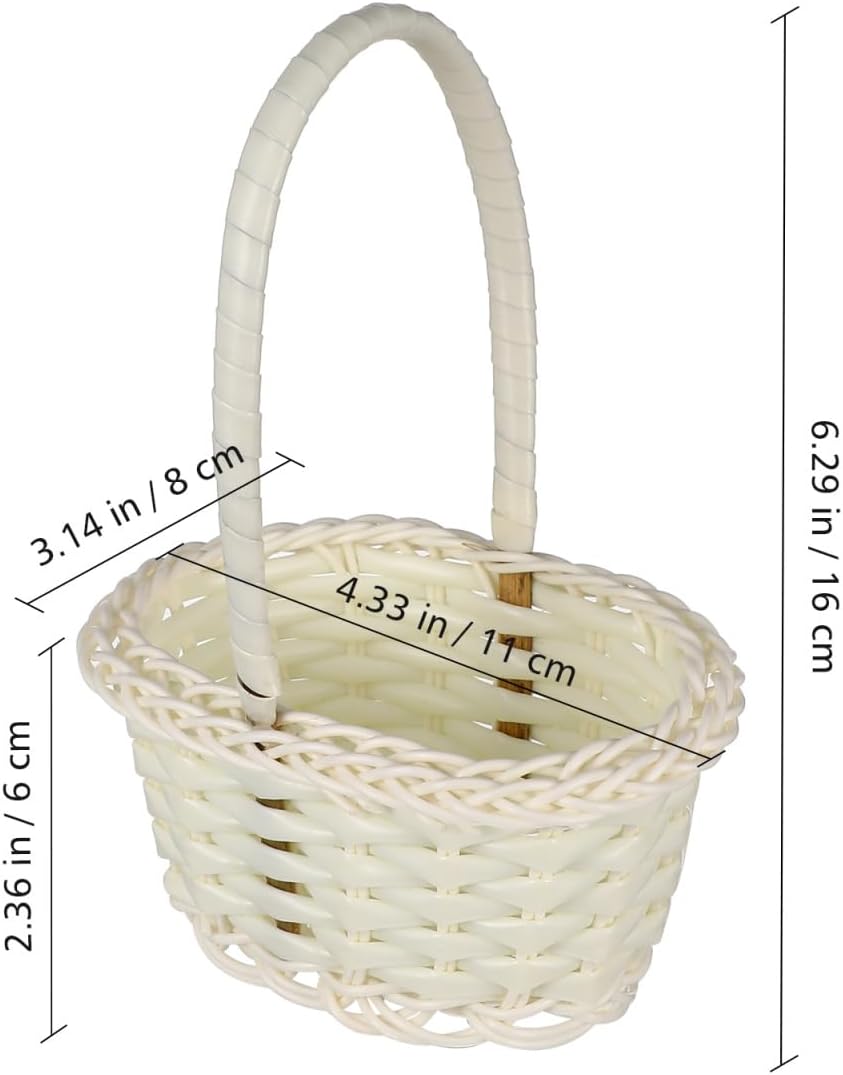 Cabilock 10 Pcs Cute Wicker Picnic Basket for Kids, Willow Flower Girl Basket With Handles, Oval Shape Wicker Storage for Weddings Garden and Home Decor, Inner Diameter: 9Cm * 6Cm, Depth: 6Cm