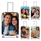 ZEXUPER Funda protectora personalizada para equipaje, añade tu foto, nombre y texto, diseño de doble cara, funda elástica y lavable para equipaje de viaje