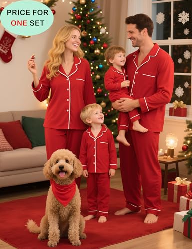 SWOMOG Family Christmas Pajamas Set Women & Men & Kids Long Sleeve Pj Set Party Sleepwear Button-Down Loungewear Set - Image 3