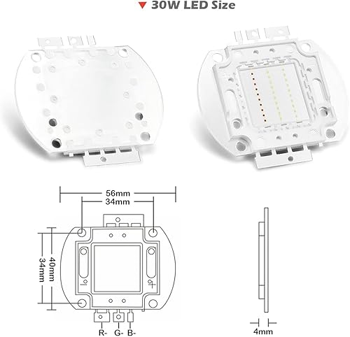 Vista 51 de CHANZON Chip LED de alta potencia 30 W infrarrojo (IR 850 nm/entrada 900 mA/DC 14 V - 16 V/30 vatios) SMD COB luz emisor diodo componentes 30 W N)