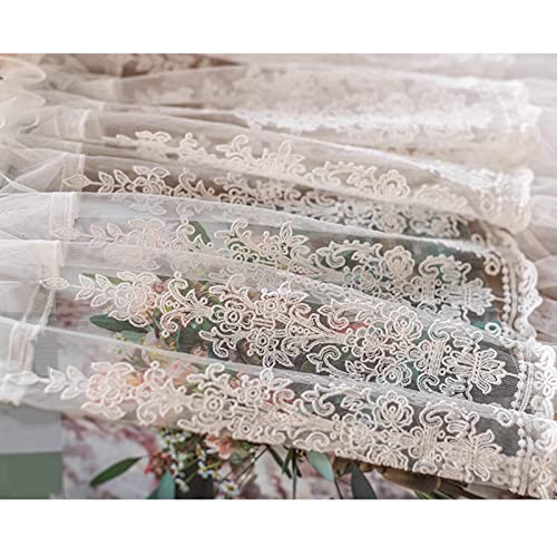 Cortinas con cenefa de encaje para ventana pequeña con diseño transpirable y ligero 7