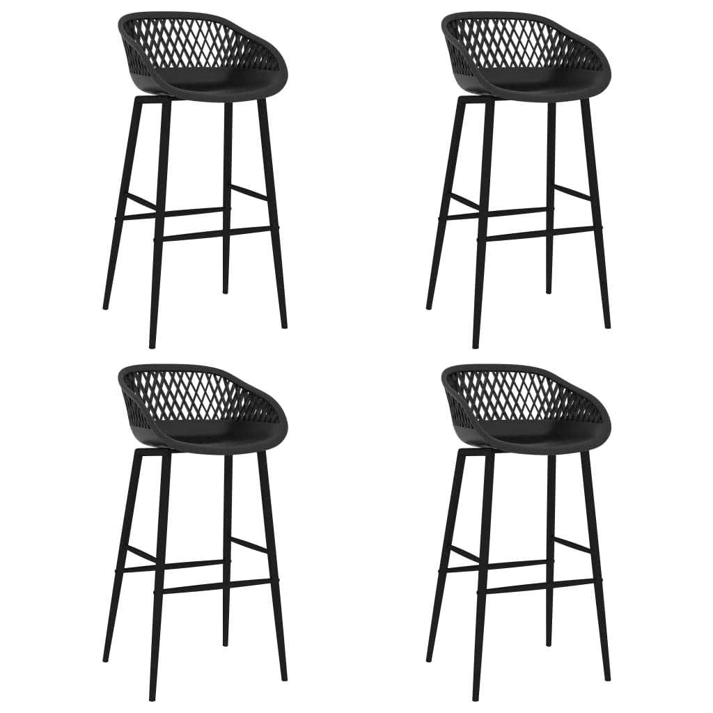 Moderno juego de bar con mesa de MDF y patas de metal en 5 piezas, color blanco y negro