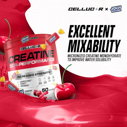 Image of Cellucor Creatine Powder, Jolly Rancher Cherry- Increases Strength, Lean Muscle Mass & Endurance, Micronized Creatine for Fast Absorption, 5g Creatine per Serving, 50 Servings
