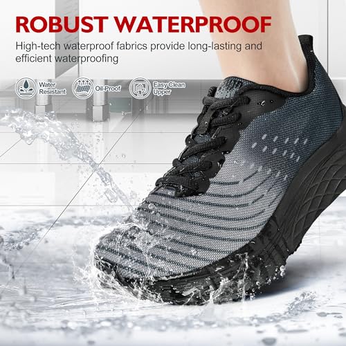 R CORD Black Non Slip Work Shoes for Women in Food Service - Water & Slip Resistant Sneakers for Restaurant Chefs and Nurses - Comfortable Standing All Day Long Zapatos Antideslizantes para Mujer3