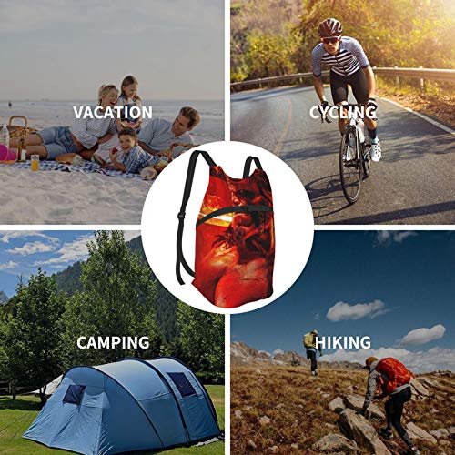 PXQOV Hell Baron Folding Portable Backpack- Ultra Lightweight Packable Water Resistant Travel Hiking Backpack Daypack Small Casual Handy Camping Outdoor Backpack