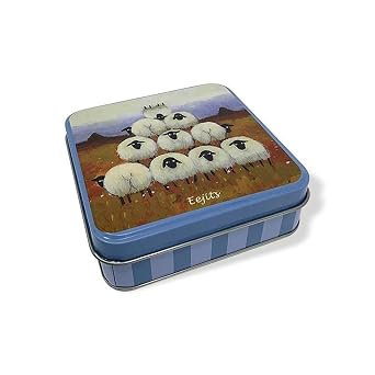 Thomas Joseph Sweets Tin Fudge Reusable Box Irish Fudge 3.52 Oz Sweets Sheep Design Ireland 4 x 4 x 1.5 (Eejits Tin)