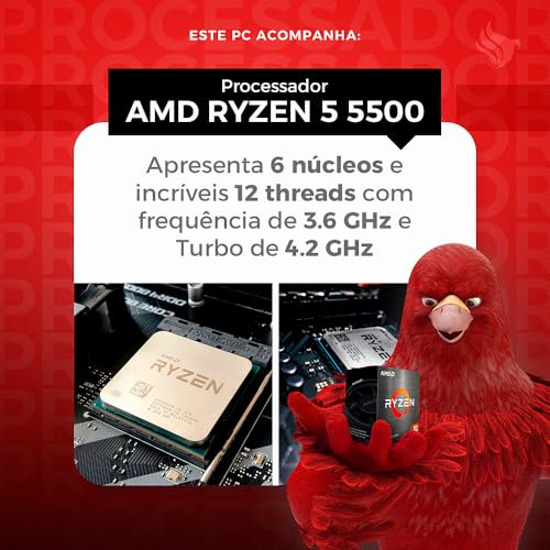 PC Gamer Mancer | AMD RYZEN 5 5500 | RTX 3060 12GB | 16GB DDR4 | SSD 960GB | Fonte 600W 80 Plus