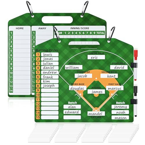 ouhos Magnetic Baseball Lineup Board, Dry Erase Coaching Lineup Boards, Baseball Lineup Cards, Double Sided Coaching Whiteboards, Baseball Lineup Board for Dugout