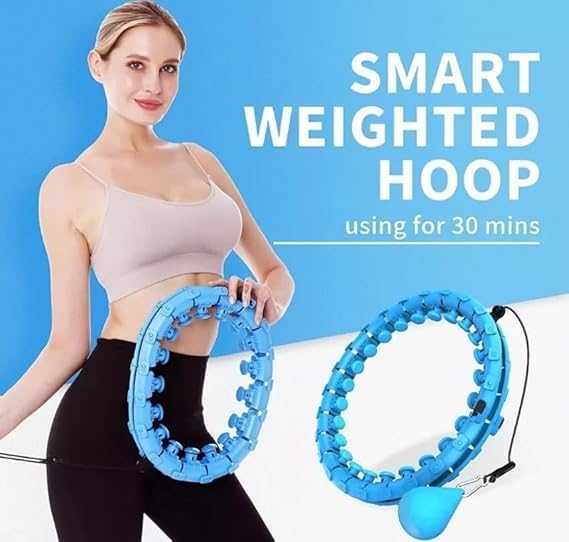 BLUE CRANE Smart Infinity Heavy Duty Hula Hoop for Adults Weight Loss/Exercise - 360 Degree Waist Fitness - 24 Knots Adjustable Size with Ball 1