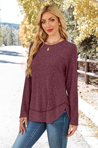 WIHOLL Long Sleeve Shirts for Women Fall Sweaters 2025 Lightweight Casual Tunic Tops Loose Fit Winter Clothing S-2XL