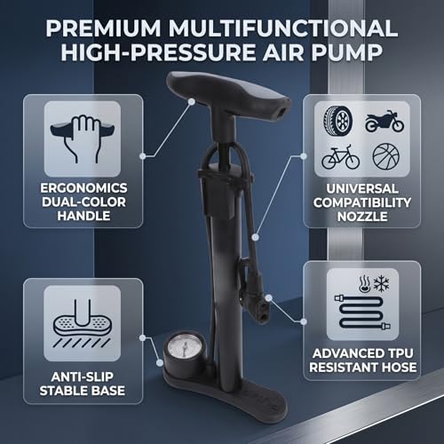 Bomba de piso para bicicleta inflador multifuncional para coche 2