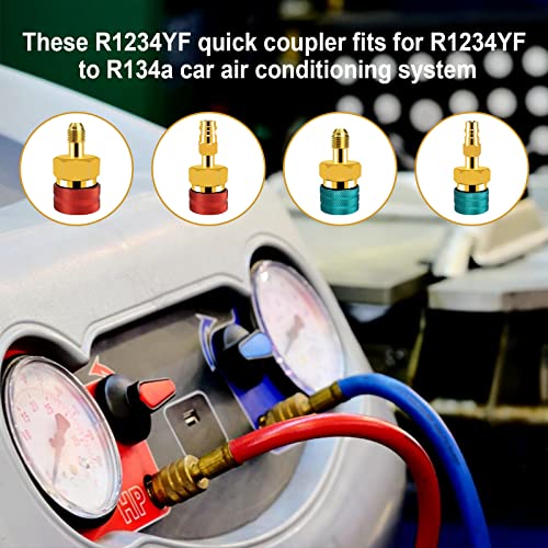 R1234Yf Quick Coupler Adapter,R1234Yf Refrigerant Quick Couplers Kit,R1234Yf To R134A Hose Adapter High And Low Side Quick Fitting Connector For R1234Yf Car Air-Conditioning Ac Charging (Type 1) #TOP3