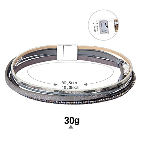 Azora Womens Leather Wrap Bracelet Handmade Stacking Cuff Bracelets For Women Girls Gift #TOP4