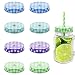 COSMOS 8 Pcs 4 Different Colors Decorative Mason Jars Lids with Straw Hole for Mason Jars Canning Drinking Jars