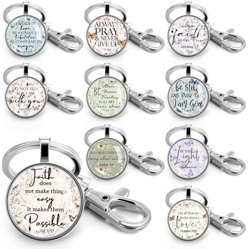 Image of Fumete Christian Keychain Bulk Bible Verse Religious Scripture Quote Inspirational Key Rings Gift for Women Men Church Pastor