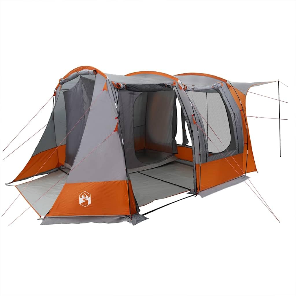 Tienda de campaña gris y naranja, impermeable, con revestimiento de poliuretano, para camping y festivales, fácil de instalar, resistente al viento, duradera y portátil