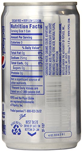 Diet Pepsi, 7.5 Fl Oz Mini Cans, 24 Pack