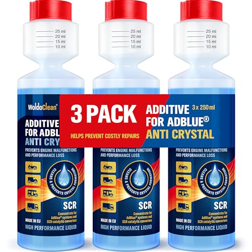 WoldoClean Aditivo AdBlue Anticristal 3x 250 ml pack ahorro – limpiador del sistema SCR y aditivo diésel contra cristales, protección para sensores NOX