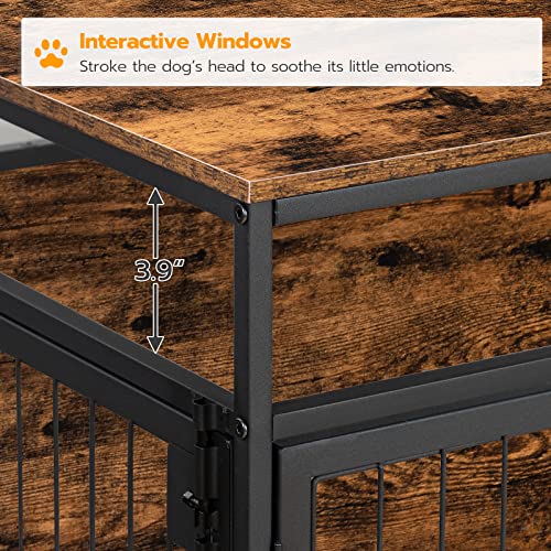 Hoobro Dog Crate Furniture, Wooden Dog Crate, Dog Kennels With 3 Doors Indoor, Decorative Mesh Pet Crate End Table For Medium/Small Dog, Chew-Resistant Dog House, Rustic Brown And Black Bf83Gw03 #TOP3