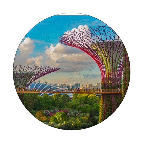 Singapore Travel Art - Singapore Souvenir Asia - Singaporean PopSockets Swappable PopGrip, Black - Image 3