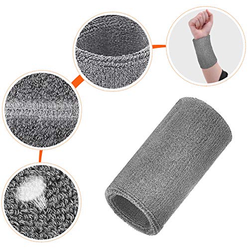 Image of WILLBOND 6 Inch Wrist Sweat Bands for Men Women Tennis Elastic Athletic Long Sweatband Wrist Absorbent for Basketball Tennis Running Outdoor Activity