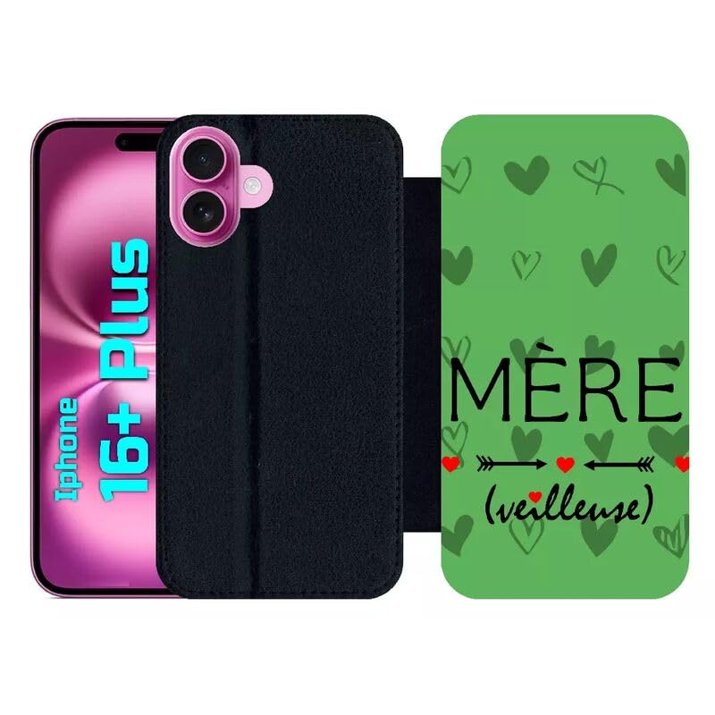 Étui rabat iPhone 16+ Mere veilleuse Vert pour simplifier votre quotidien