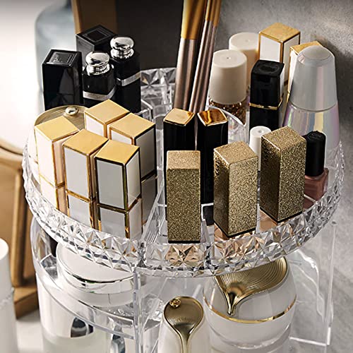 Yagosodee Rotating Makeup Organizer, 360° Spinning Make up Stand, 8 Layer Clear Adjustable DIY Spinning Cosmetic Storage，Makeup Carousel for Dresser Bathroom