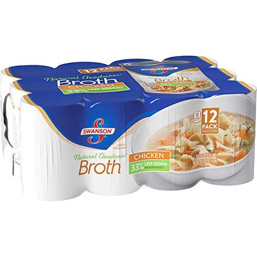 Swanson 100% Natural Goodness 33% Less Sodium Chicken Broth - 12 Cans (14.5 oz) Pack of 10