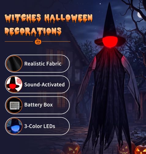 Halloween Witches Outdoor, 4.2 FT Set of 3 Witches Holding Hands - image 5