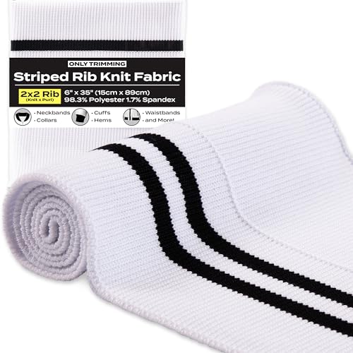 ONLY TRIMMING 2x2 Striped Rib Knit Fabric, Soft...
