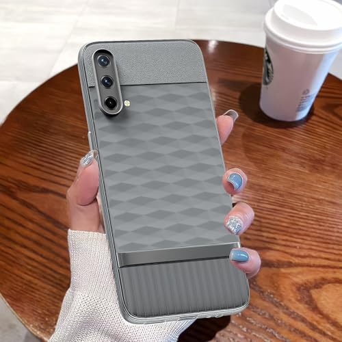Image of Pikkme Back Cover for Oneplus Nord CE 5G Camera Protection 3D Hexa Cube Design Silicone Protective Bumper Case (Grey)
