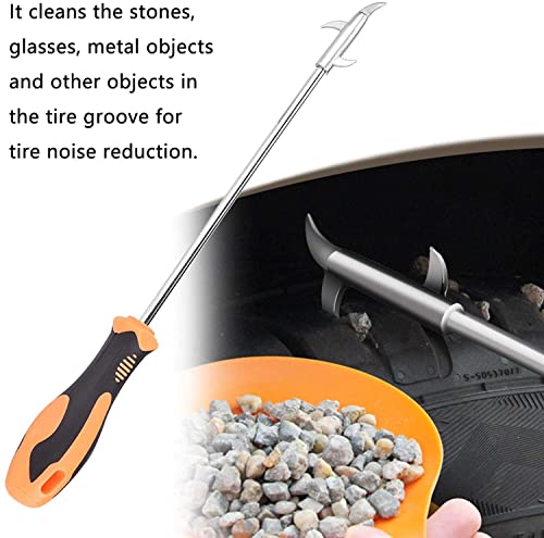 Image of 2 in 1 Car Tire Stone Cleaning Hook, Tire Groove Stones Removing Tool, Tyre Stone Picker for Motor Bike Truck Car, Tire Protector Repair Tool