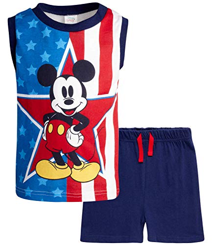Disney Boys' Mickey Mouse 2 Piece Short Sleeve Knit T-Shirt Short Set (Infant/Toddler/Boys), Size 24 Months, Mickey Tank