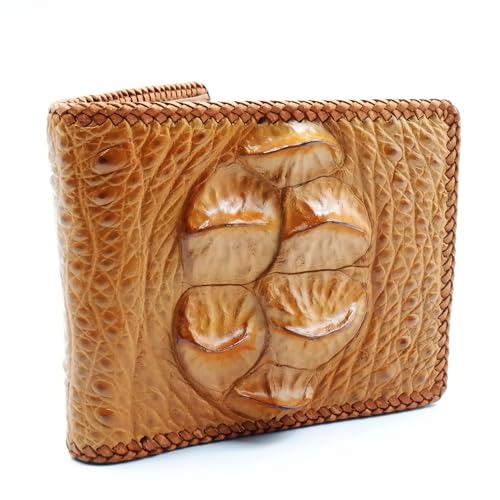 New Light Brown Alligator Crocodile Leather Back Bone Skin Men Bi-fold Slim Wallet.3