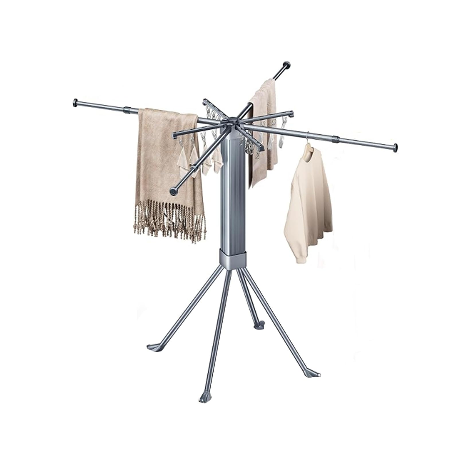 Stendibiancheria pieghevole con 16 clip in acciaio inox e 8 aste espandibili, può contenere fino a 49,9 kg per calze e asciugamani