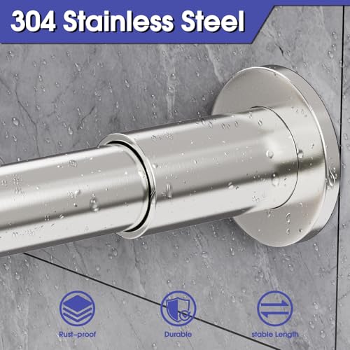 WELDUN L-Form Duschvorhangstange, verstellbar 68–96 cm × 68–96 cm, Edelstahl-Eck-Duschstange, wasserdicht und rostfrei, 90 Grad Gardinenstange, inklusive 12 Ringen, Schrauben Set