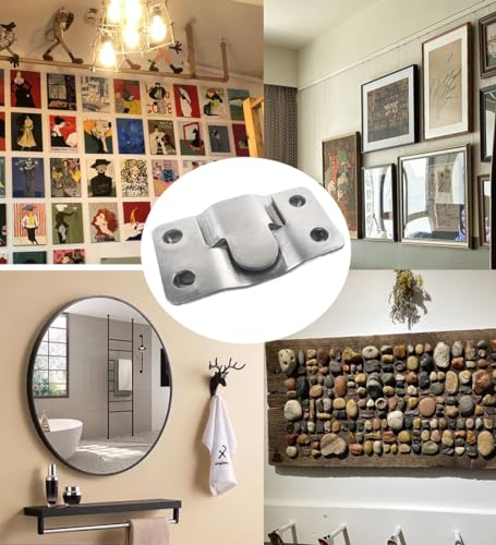 Image of 8Pcs Flush Mount Bracket,Stainless Steel Interlock Hanging Buckle,Z-Clips Flush Mount Bracket Stainless,Interlocking Heavy Duty Photo Frame Hook,Large-4 Pairs