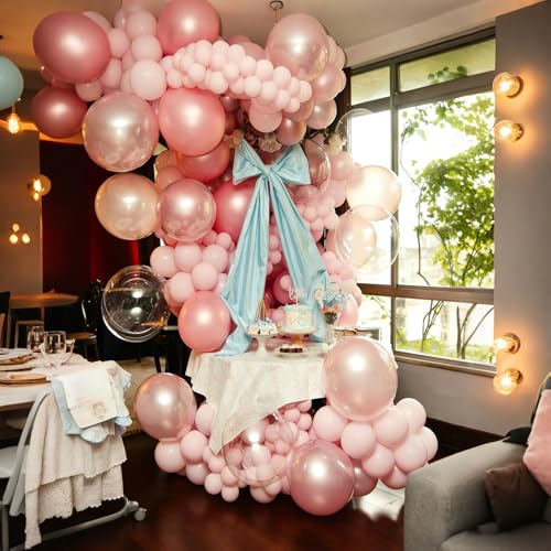 Image of Light Pink Balloons, 60Pcs 12in Pink and White Balloons | Latex Balloons for Girls Birthday Wedding Bridal Shower Decorations