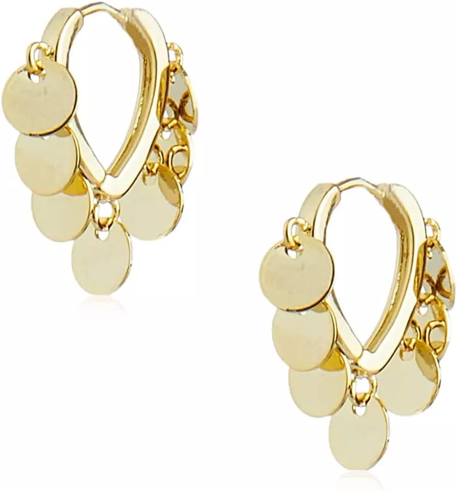 El Regalo Western Golden Coin Pendant Hoop Earrings - Classic Hoops with Light Disc Charms - Elegant and Versatile Jewelry for Women - Luxurious and Sophisticated Design (B0D5RC555V) Amazon Price History, Amazon Price Tracker
