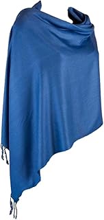 Pashmina Wrap - Chal de comercio justo, color azul real, para mujer, Azul, azul real, cobalto. Azul medio, azul cobalto, L