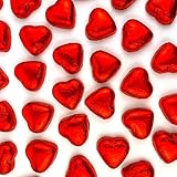 50 Chocolate Hearts – Red Foil Wrapped Valentines Chocolate Hearts Love Heart Chocolates | Wedding Favour Chocolates